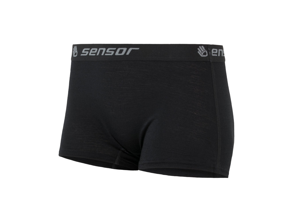 Sensor Merino Active Boyshort Uldunderbukser    Kort Ben Dame Sort Str